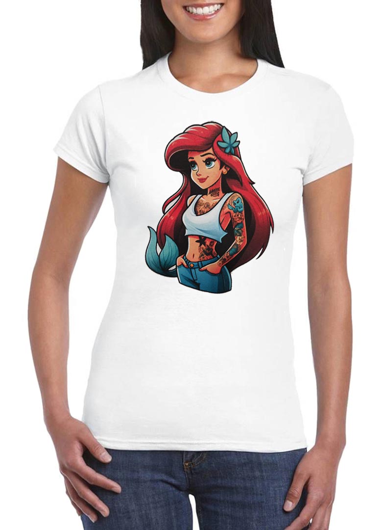 T-shirt Ariel pour femmes, princesses rock tatouées