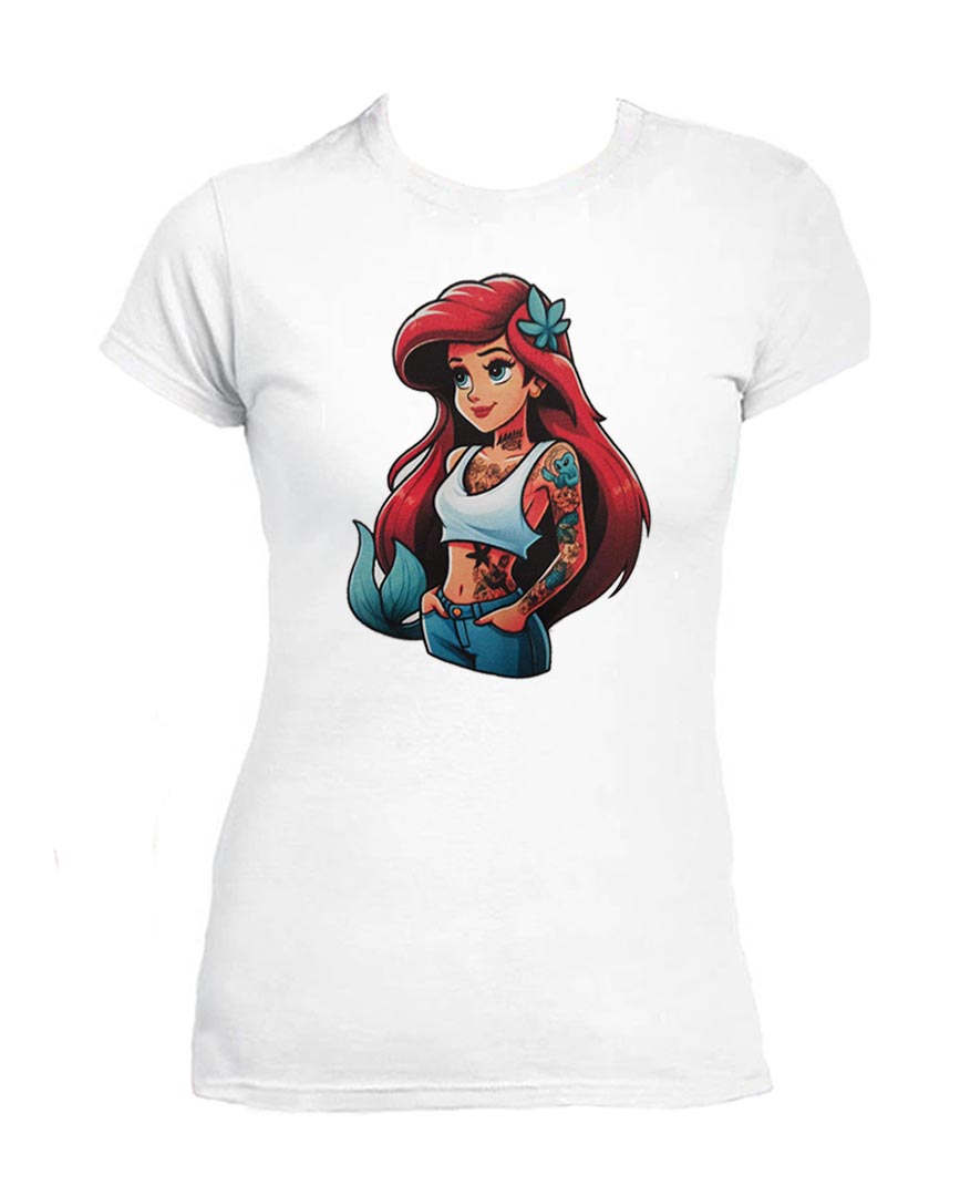 T-shirt Ariel pour femmes, princesses rock tatouées