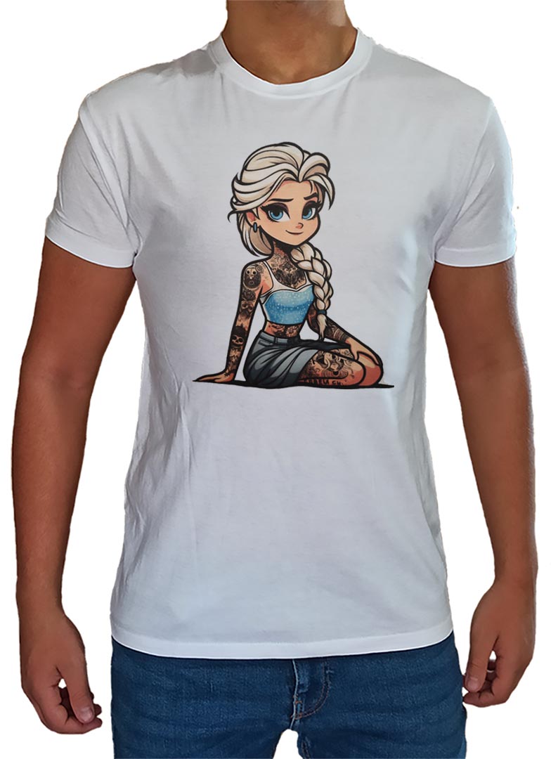 T Shirt Elsa Uomo Bambino Principesse Tatuate Rock Old School