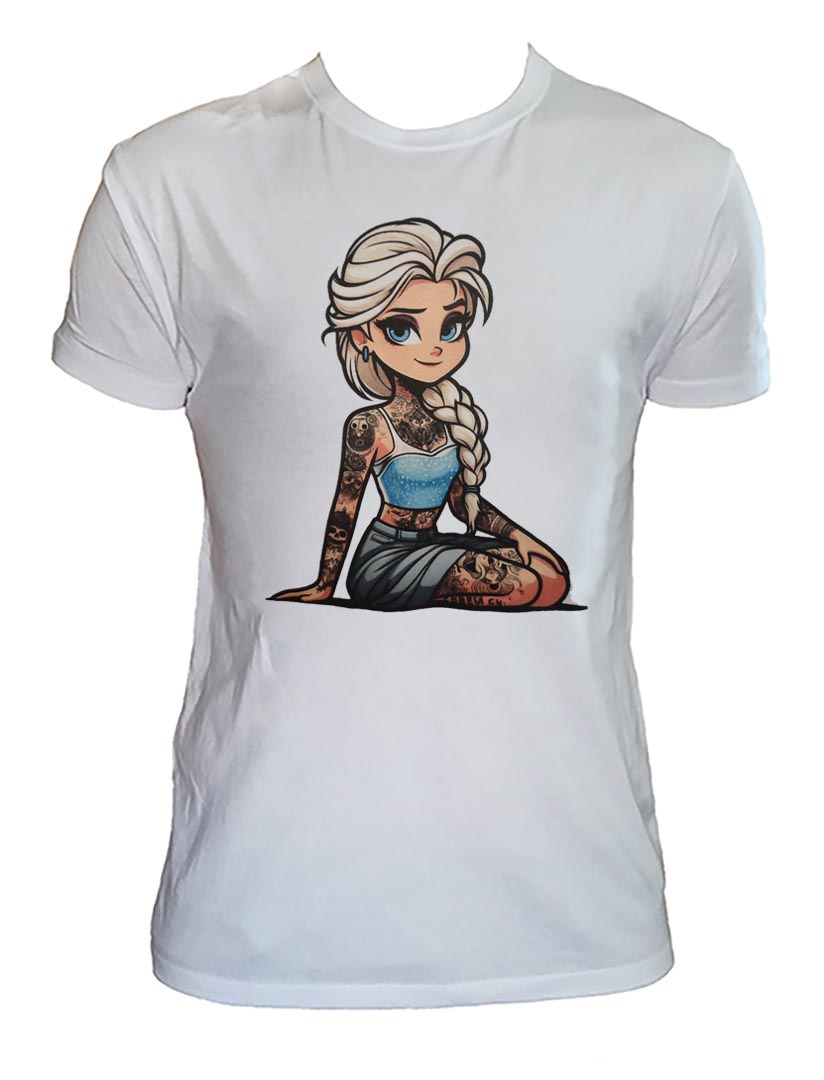 T Shirt Elsa Uomo Bambino Principesse Tatuate Rock Old School