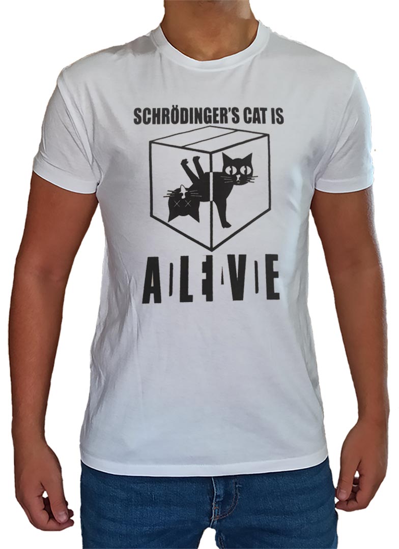 T Shirt Divertente Gatto di Schrodinger Uomo Bambino
