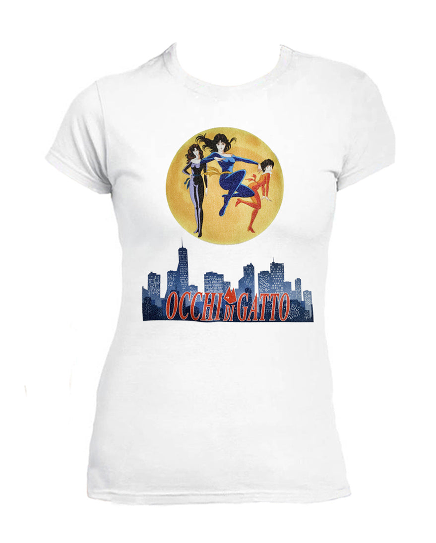 T Shirt Occhi di Gatto Donna Cartoni Animati Anni 80