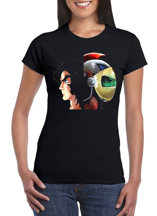 UZ Design T Shirt Goldrake Robot Donna Cartoni Animati Anni 80 UZ Design T Shirt Goldrake Robot Donna Cartoni Animati Anni 80