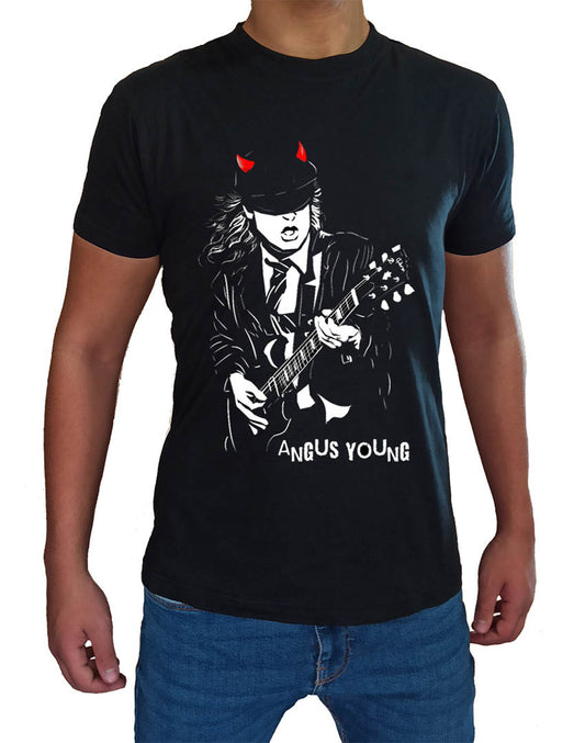 T Shirt Rock Angus Young Uomo Bambino