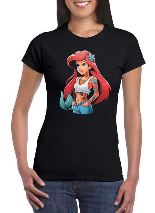 T-shirt Ariel pour femmes, princesses rock tatouées