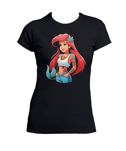 T-shirt Ariel pour femmes, princesses rock tatouées