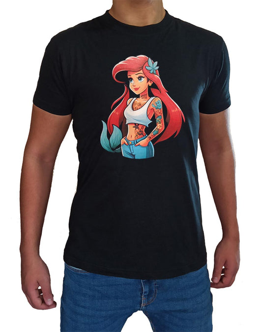 T-shirt Ariel pour hommes et garçons Princesses rock tatouées