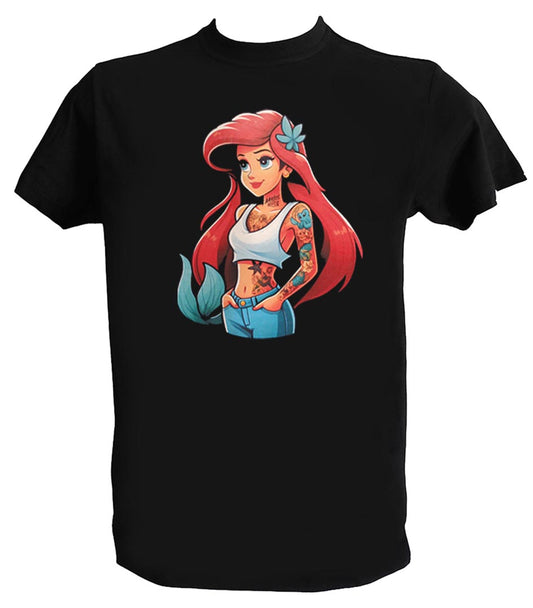 T-shirt Ariel pour hommes et garçons Princesses rock tatouées