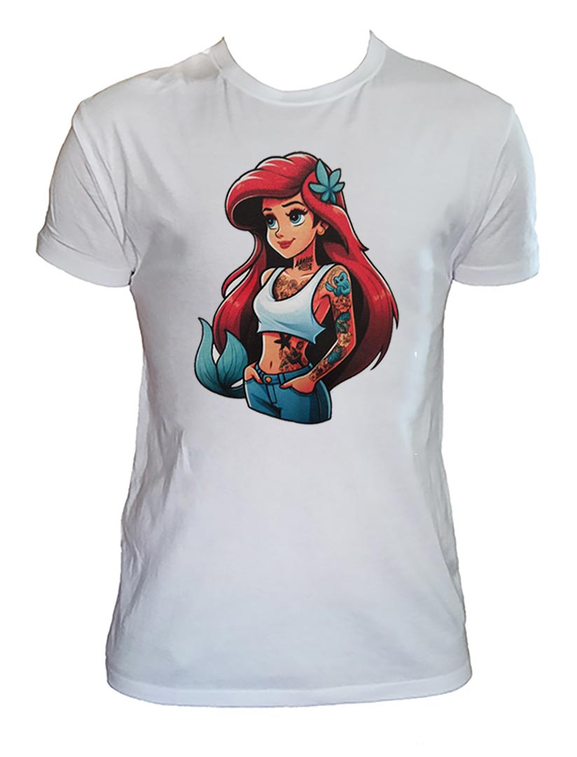 T-shirt Ariel pour hommes et garçons Princesses rock tatouées