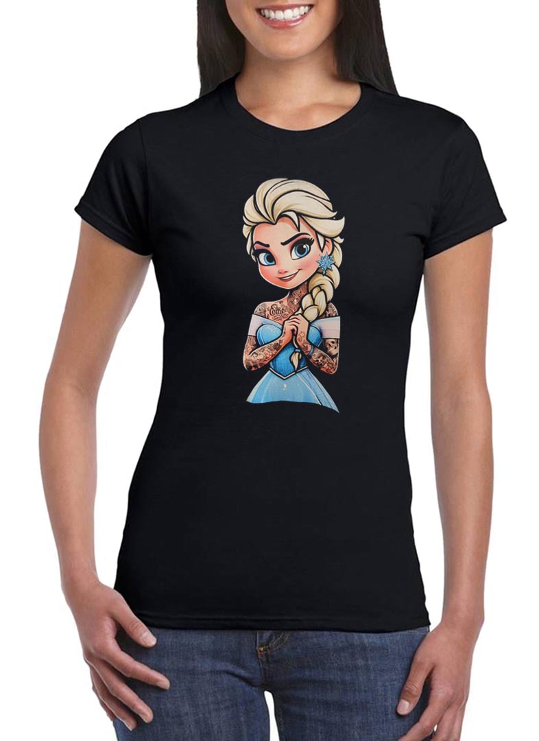 T Shirt Elsa Donna Principesse Tatuate Rock