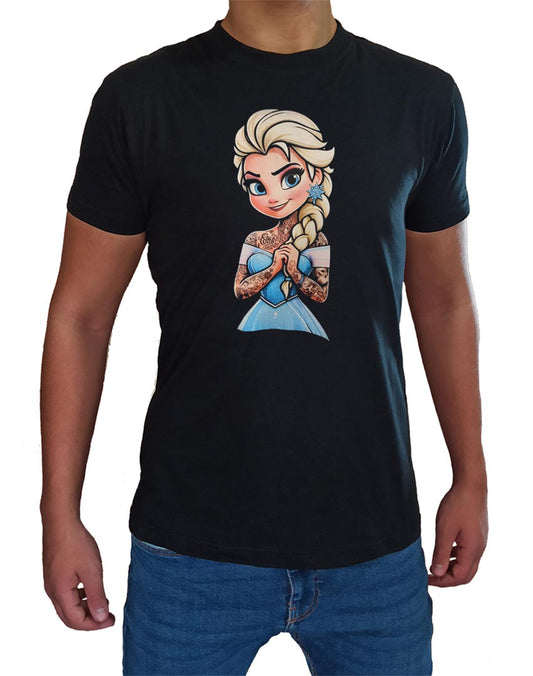 T-shirt Elsa pour hommes et garçons Princesses rock tatouées