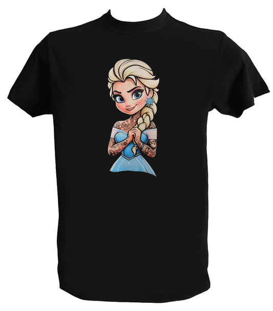 T-shirt Elsa pour hommes et garçons Princesses rock tatouées