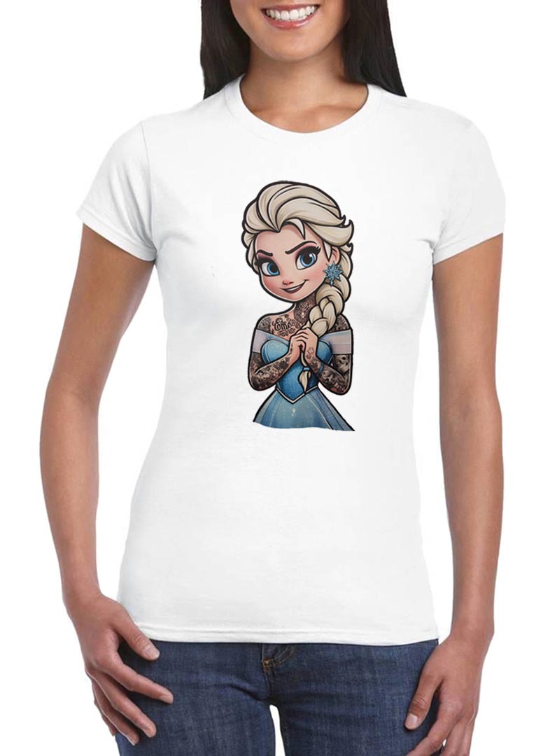 T Shirt Elsa Donna Principesse Tatuate Rock