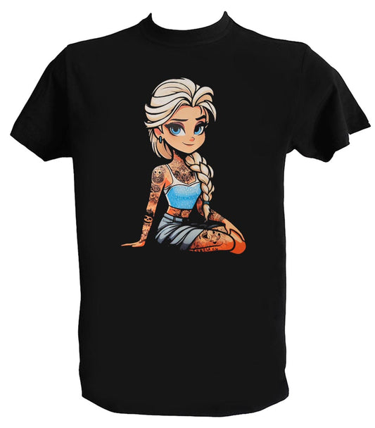 T-shirt Elsa pour hommes et garçons tatoués Princesses Rock Old School