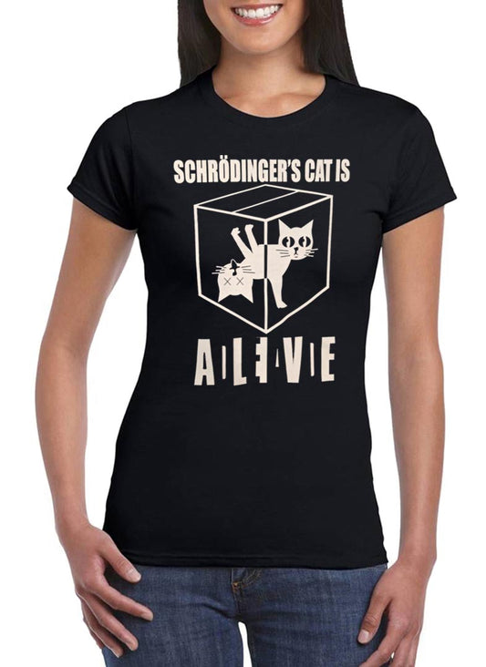 T Shirt Divertente Gatto di Schrödinger Donna