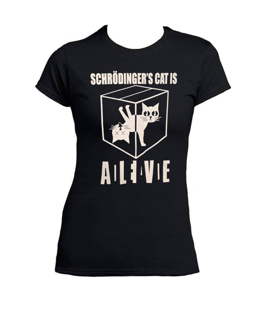 T Shirt Divertente Gatto di Schrödinger Donna