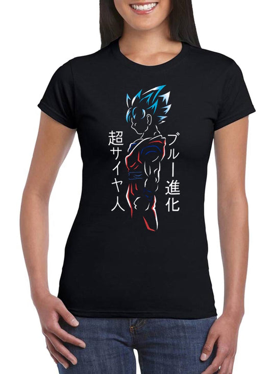 T Shirt DBZ Goku Donna Super Saiyan blue