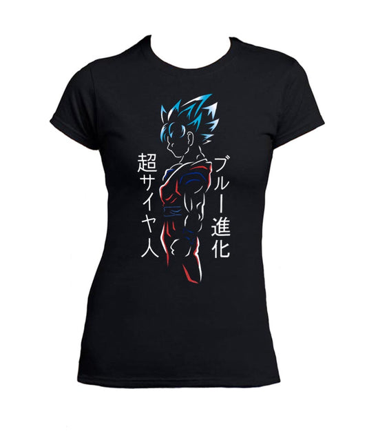 T Shirt DBZ Goku Donna Super Saiyan blue