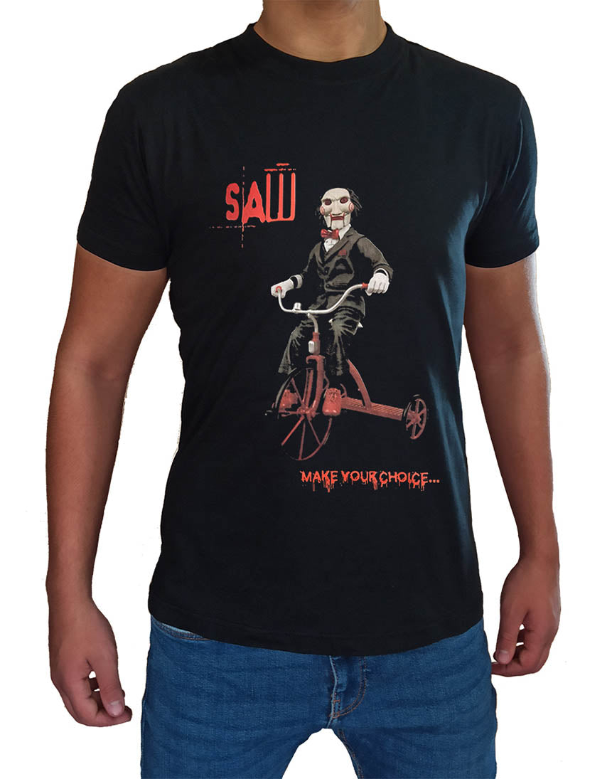 T Shirt Saw Uomo Bambino Make Your Choice Film Horror