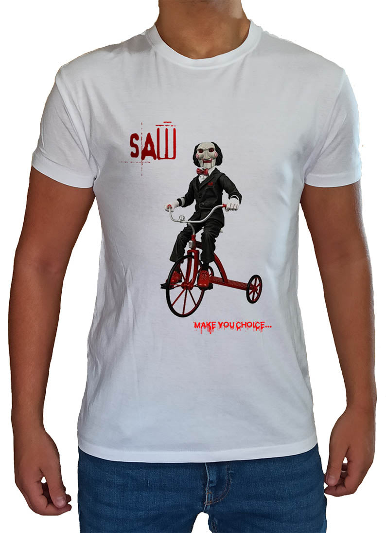 T Shirt Saw Uomo Bambino Make Your Choice Film Horror