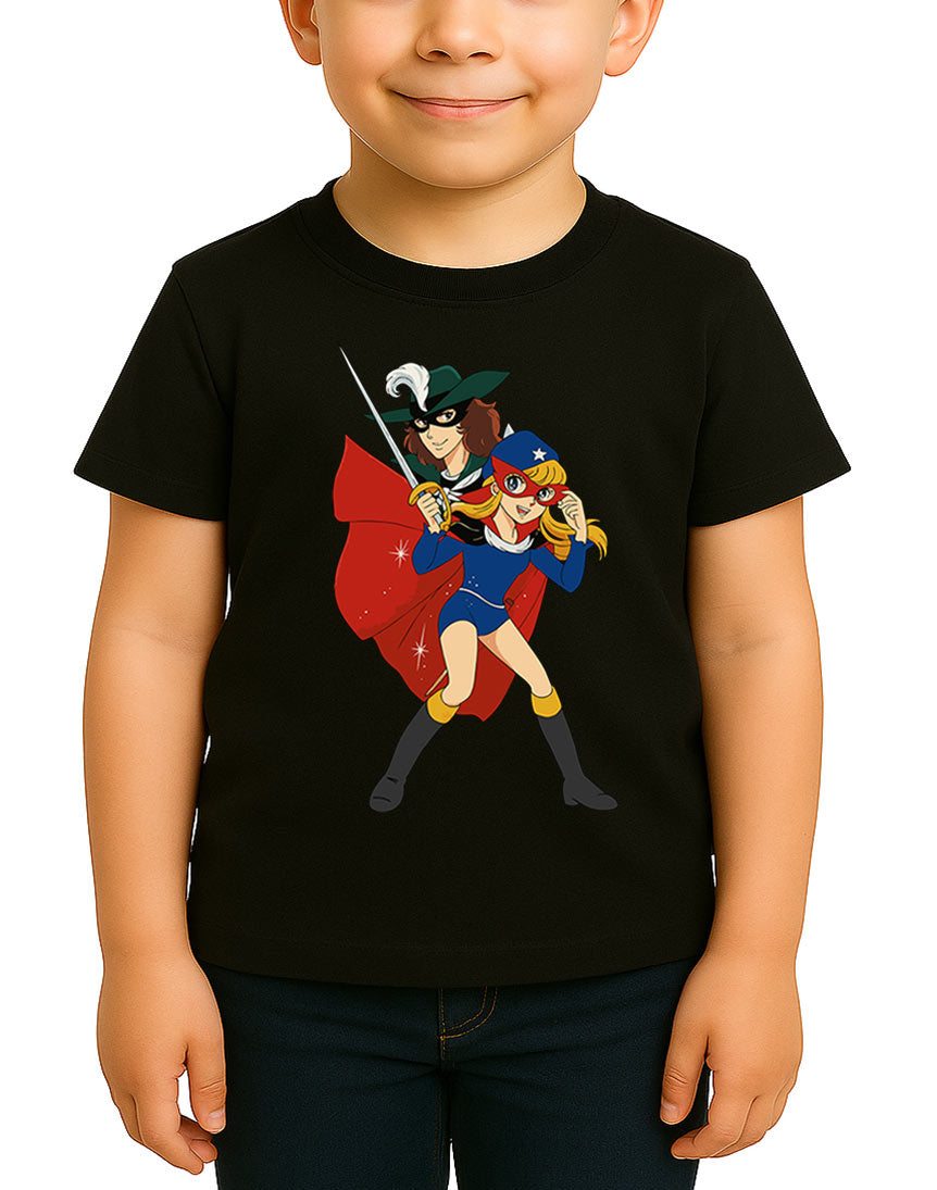 T Shirt Tulipano Nero Uomo Bambino Cartoni Animati Anni 80