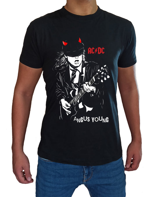 T Shirt Rock Angus Young Uomo Bambino