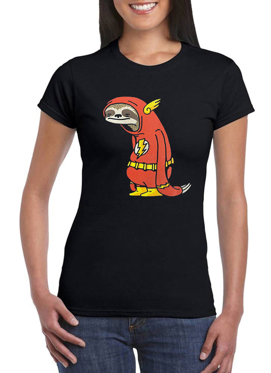 T Shirt Divertente Bradipo Flash Donna Supereroi
