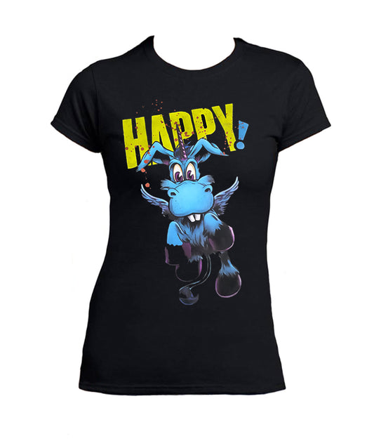 T Shirt Happy Serie TV Unicorno Nick Sax Donna